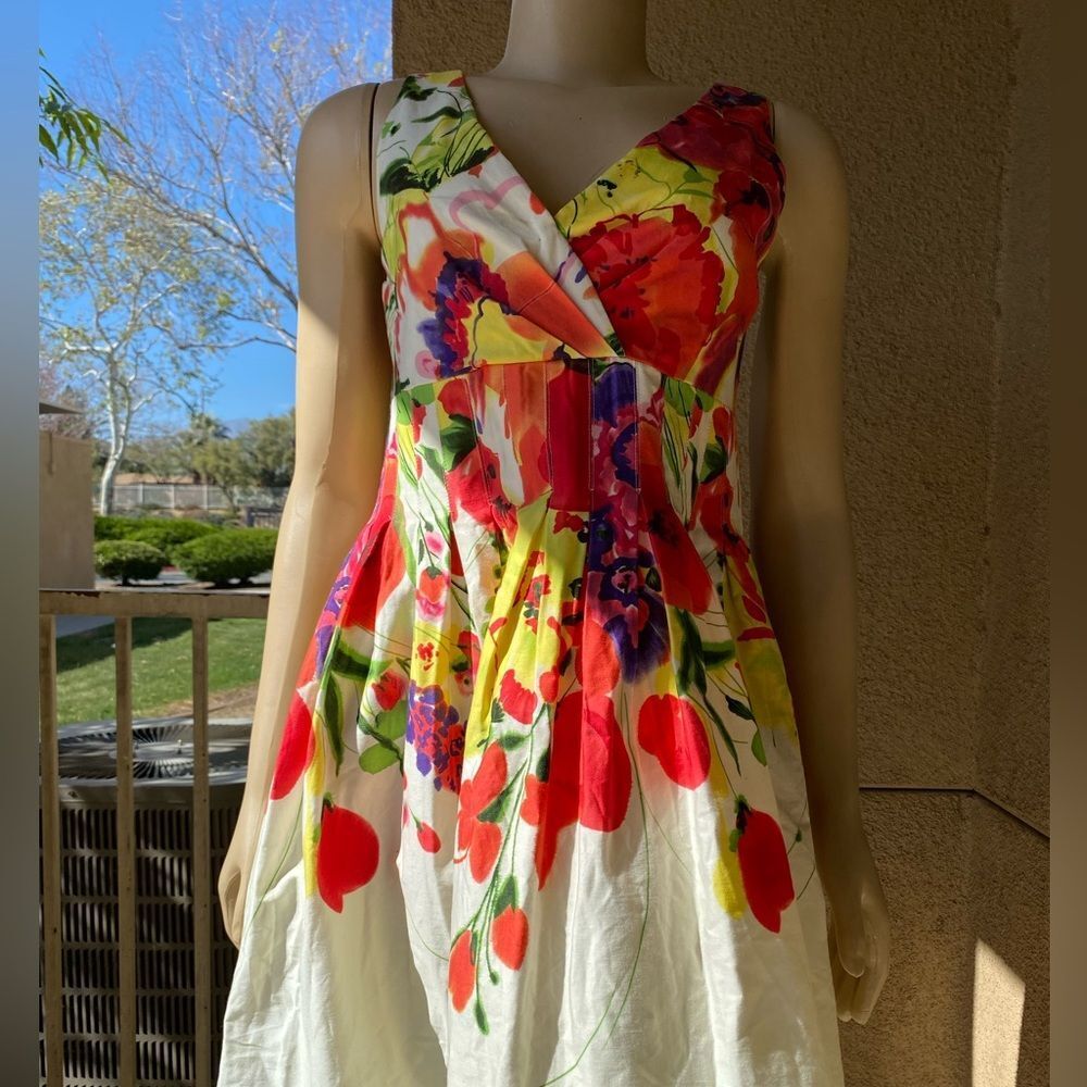 Y2K Eliza F Floral Garden Tea Party Dress - Multicolor